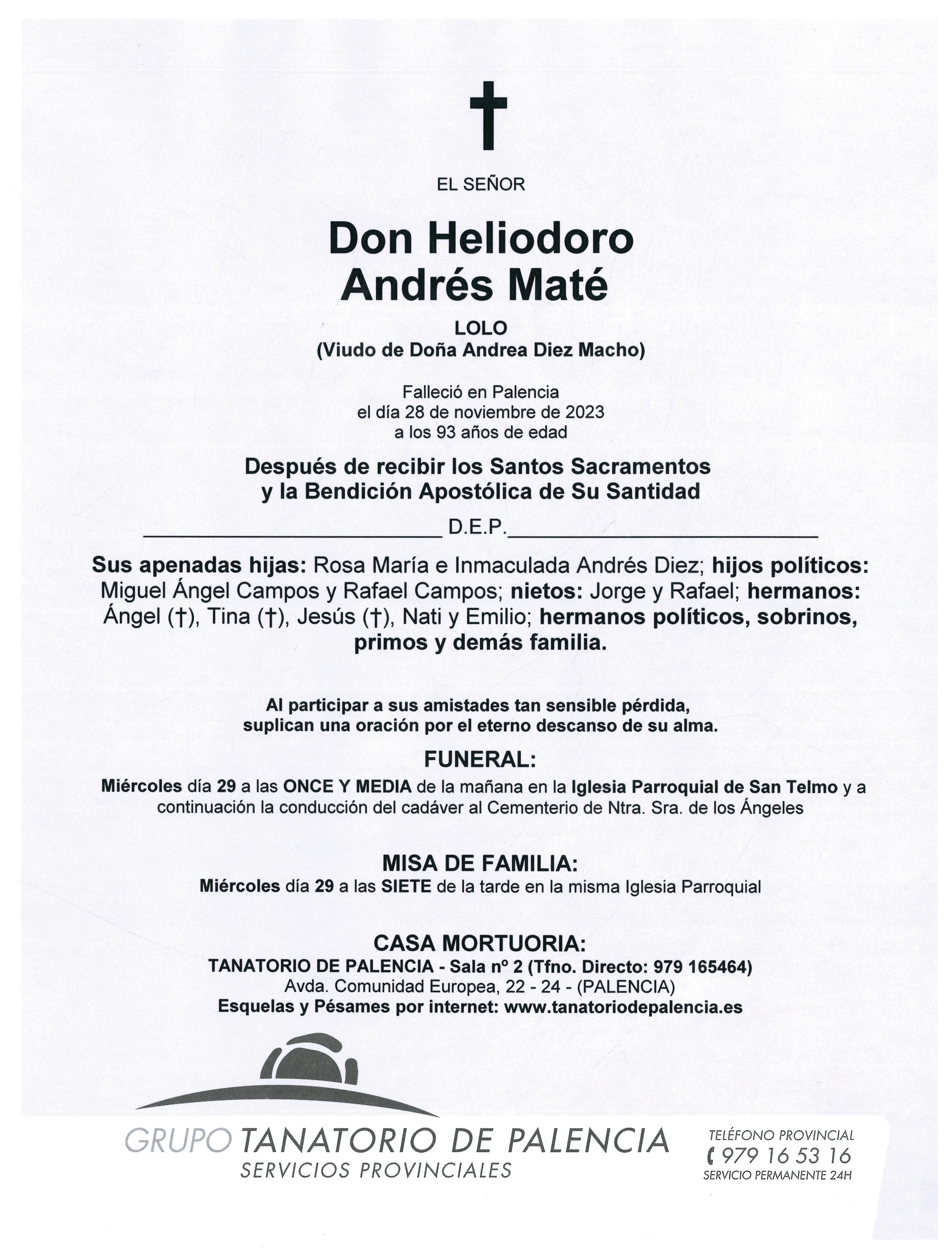 EL SEÑOR DON HELIODORO ANDRÉS MATÉ